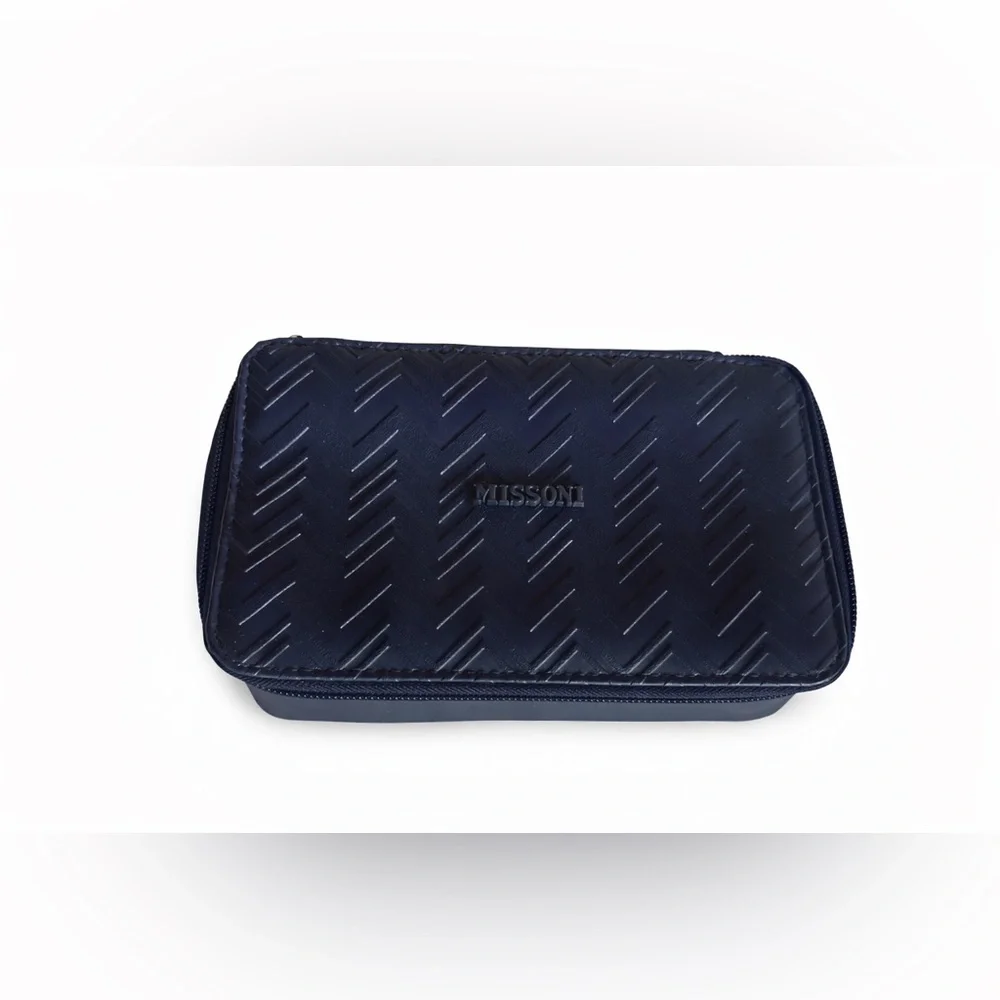 Missoni Delta Amenity Kit Cosmetic Bag Navy Travel Pouch Toiletry Case